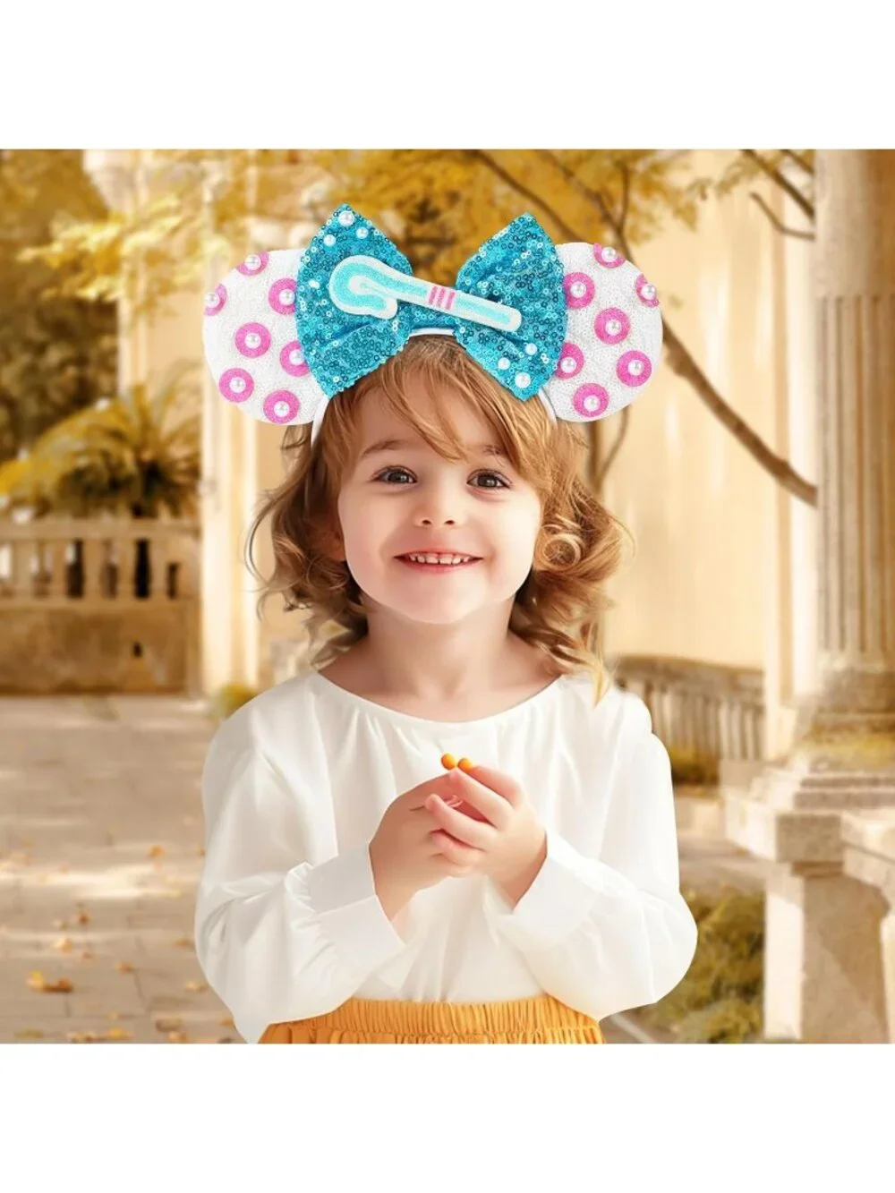 Women White Blue Cartoon Mickey Mouse Costume Headband For Cosplay